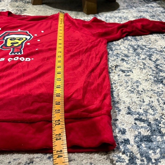 Life is Good Sleep Red Santa Dog Print Pajama Sweater Size Large - Picture 9 of 9